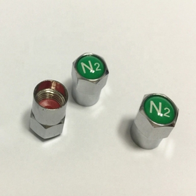 Scopo di sostituzione/riparazione Sigillo del logo di azoto N2 verde Tappi a stelo delle valvole dei pneumatici cromatizzati per l'installazione universale delle auto