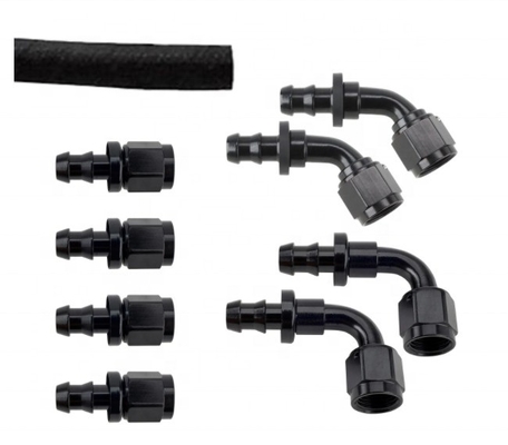 Supporto personalizzato Testa rotonda Codice nero di alluminio Push-On tubo di montaggio Kit AN6 9PCS Femminile connessione e durevole