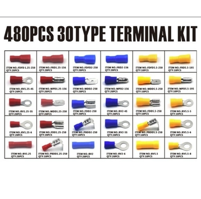 480pcs terminali isolati connettore elettrico di crimp Butt Spade Ring Fork Terminal Set Kit con custodia per l'anno universale