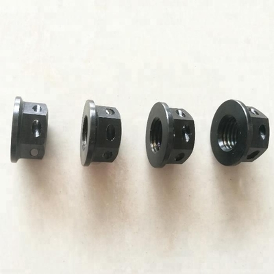 Finitura PVD resistente alla corrosione M10 X 1.25 Noci di flangia di titanio esatto nera perforate per filo di blocco standard DIN