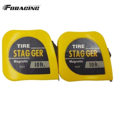 10 FT Steel Blade Racing Tire Stagger Tape Measure con retro magnetico e logo personalizzato di finitura cromata