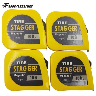 10 FT Steel Blade Racing Tire Stagger Tape Measure con retro magnetico e logo personalizzato di finitura cromata