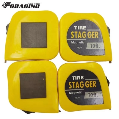 10 FT Steel Blade Racing Tire Stagger Tape Measure con retro magnetico e logo personalizzato di finitura cromata