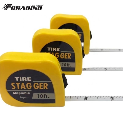 10 FT Steel Blade Racing Tire Stagger Tape Measure con retro magnetico e logo personalizzato di finitura cromata