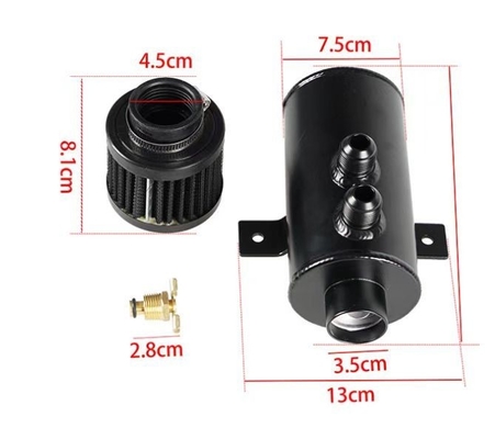 Universal 750ML Oil Catch Can Reservoir Serbatoio di alluminio lucidato W/ Breather Filter confonde AN10 per prestazioni senza pari