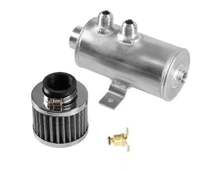 Universal 750ML Oil Catch Can Reservoir Serbatoio di alluminio lucidato W/ Breather Filter confonde AN10 per prestazioni senza pari
