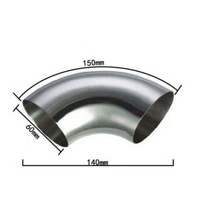304 acciaio inossidabile di grado 90 gradi di saldatura curvatura gomito di forma rotonda con finitura lucidata 1,5 mm di spessore della colata