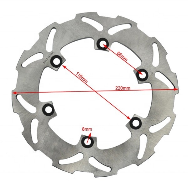 220mm OD rotore a disco fisso del freno posteriore per Yamaha TT 250 YZF R6 600 YZF R1 1000 frenata regolare e prestazioni costanti
