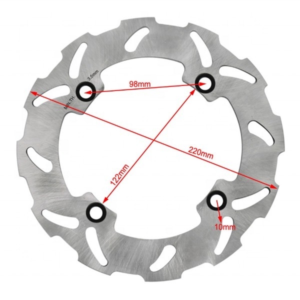 Rotore a disco di freno posteriore leggero da 220 mm per Honda CR E 125 CR R 125 AX-1 250 Disegno fisso 4 fori di montaggio 0.62kg