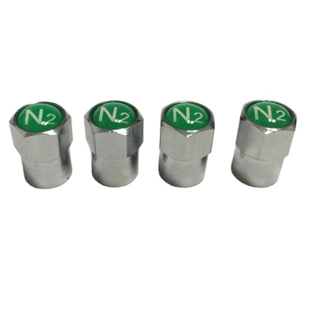 Scopo di sostituzione/riparazione Sigillo del logo di azoto N2 verde Tappi a stelo delle valvole dei pneumatici cromatizzati per l'installazione universale delle auto