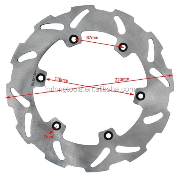 220 mm OD Acciaio inossidabile Rotore di freno in titanio di spessore 3,5 mm per Suzuki RM 125 250 RMX S 250 DRZ E 400 Parti per motociclette