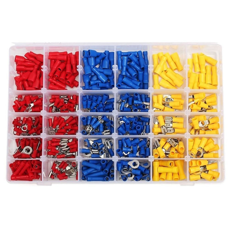 480pcs terminali isolati connettore elettrico di crimp Butt Spade Ring Fork Terminal Set Kit con custodia per l'anno universale