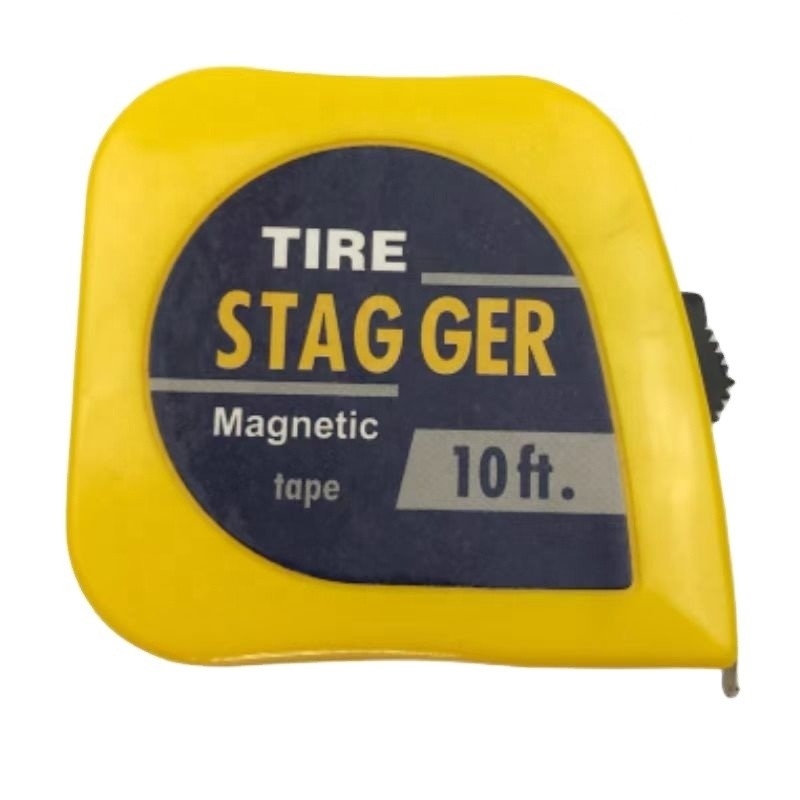 10 FT Steel Blade Racing Tire Stagger Tape Measure con retro magnetico e logo personalizzato di finitura cromata