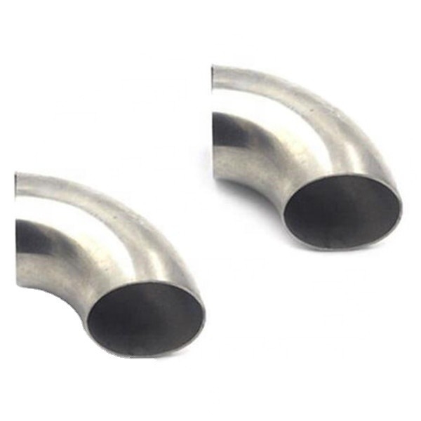 304 acciaio inossidabile di grado 90 gradi di saldatura curvatura gomito di forma rotonda con finitura lucidata 1,5 mm di spessore della colata